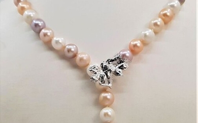 No reserve price -10x11mm Multi Color Freshwater pearls - Necklace