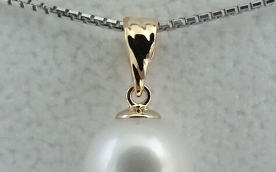 No reserve price - South sea pearl, True AAA 9.77 mm - Pendant, 18 kt. Yellow Gold
