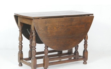 Oak gateleg table, 18th Century with later alterations, oval...