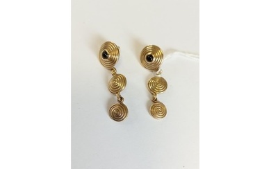 Ola Gorie (OMG) bespoke 9ct gold pair of earrings with centr...