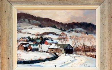 Otis Cook (1900-1980) Quiet Winter Day in New England