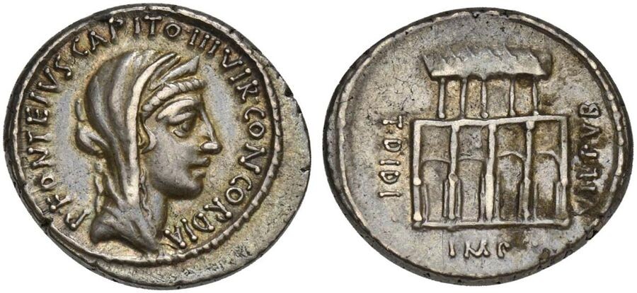 P. Fonteius P.f. Capito and T. Didius, Denarius, Rome, 55...