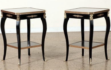 PAIR FRENCH EMPIRE STYLE TABLES MARBLE TOP C.1940