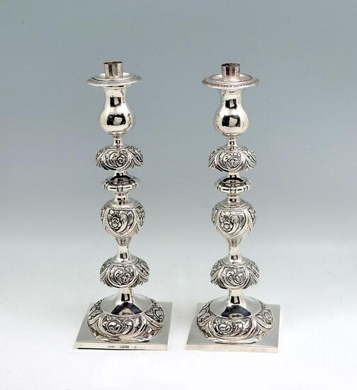 PAIR OF 19TH C. RUSSIAN SILVER CANDLESTICKS