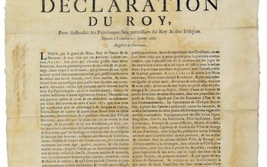 PARIS. 1686. PILGRIMAGES. "Declaration by the King, in defence of Pilgrimages without permission from the King & Bishops.". Given at VERSAILLES on 7 January 1686. Registered in the Parliament of PARIS on 12 January 1686 "under the pretext of devotion...