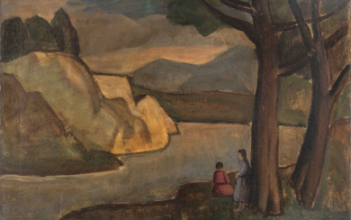 POMPEO BORRA (1898-1973) Senza titolo 1929 olio su tela cm 58,5x83,5 firmato...