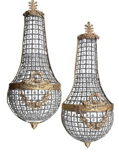 Pair French Empire Basket Sconces