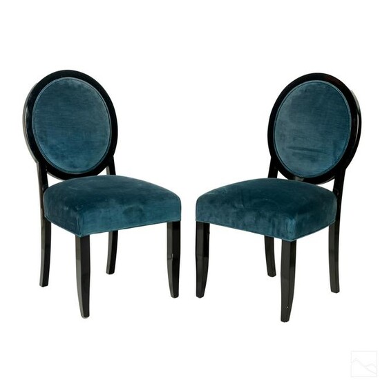 Pair J Robert Scott Oval Back Upholstered Chairs