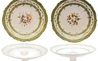 Pair Of 19th C. French Botanical Pedestal Cake Plates