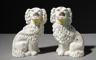 Pair Of King Charles Staffordshire Dogs
