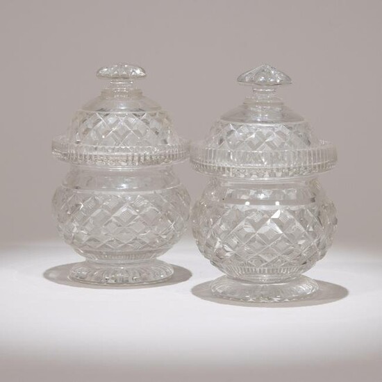 Pair of Crystal Glass Jars
