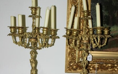 Pair of Decorative Bronze Candelabra