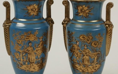 Pair of Empire Style Porcelain Vases with Chinoiserie