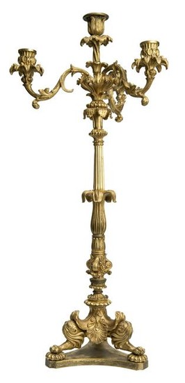 Pair of French candelabras on gilt bronze with floral