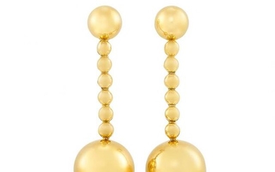 Pair of Gold Ball Pendant-Earclips, de Grisogono