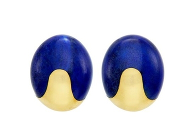 Pair of Gold and Lapis Earclips