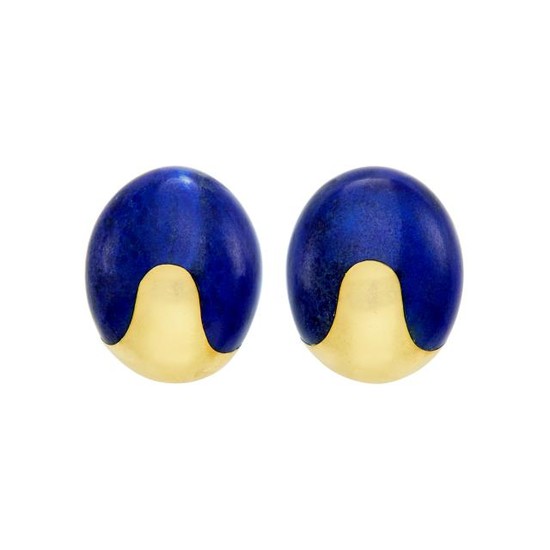 Pair of Gold and Lapis Earclips