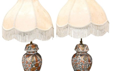 Pair of Japanese Imari Porcelain Baluster Jars Now Mounted as Lamps