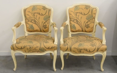 Pair of Louis XV patinated armchairs