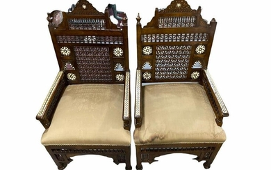 Pair of Moroccan Inlaid Arm Chairs