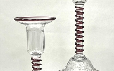 Pair of Pairpoint cut glass candlesticks