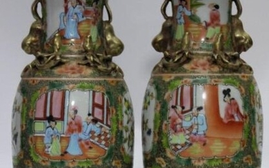 Pair of Rose Medallion Porcelain Vases