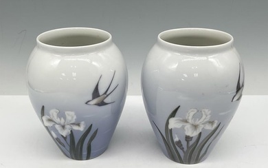 Pair of Royal Copenhagen Porcelain Bud Vase, French Lily