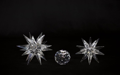Pair of Swarovski silver crystal star candle holders, in...