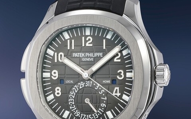 Patek Philippe, Ref. 5164A A fine and attractive stainless steel dual time wristwatch with center seconds, date, day and night indication, certificate of origin and presentation box