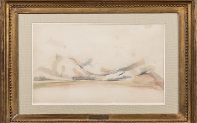 Paul Cézanne (Français, 1839-1906) Bord du lac d’Annecy, 1896 Aquarelle. Haut. 23,7 Larg. 47,5 cm....