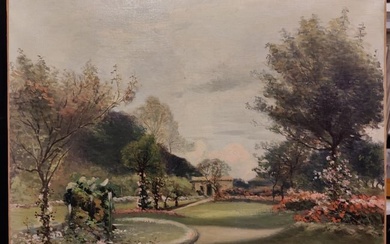 Paul Louis Morizet O/C French Garden Landscape 1911