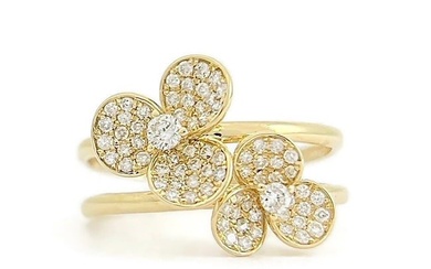 Pave Diamond Double Flower Ring