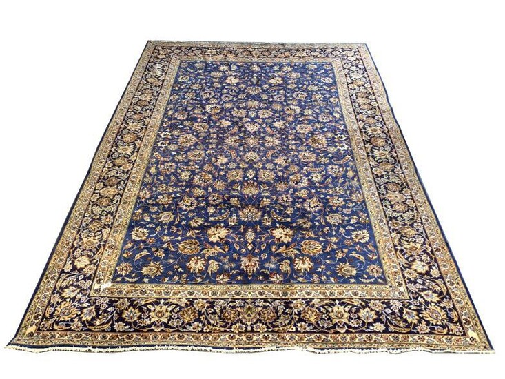 Persian Kashan ground carpet, the blue field with all...