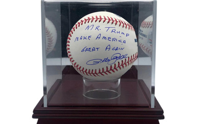 Pete Rose Signed OML Baseball Inscribed "Mr. Trump Make America Great Again" (JSA & Rose)