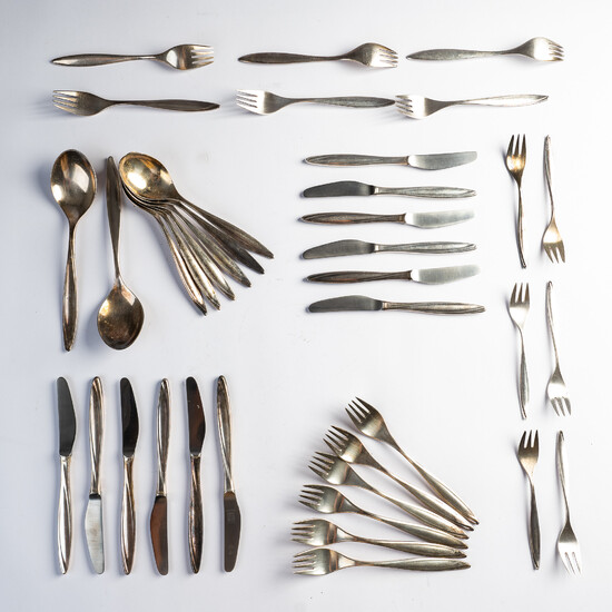 Peter Bruckmann & Sons, cutlery set, 800 silver, Germany (38).