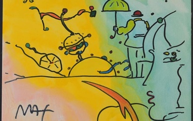 Peter Max "Umbrella Man" Watercolor