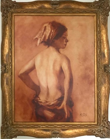 Philippe Alfieri, Back Nude Profile, Oil Painting