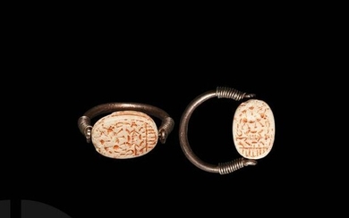 Phoenician Scarab in Silver Swivel Ring