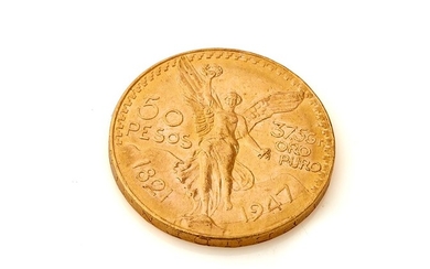 Pièce de 50 Pesos or 1947. Poids brut : 41.8g