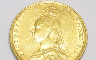 Pièce en or "Souverain, Reine Victoria, Jubilé" datée de 1888. Poids : 7g99. Diam :...