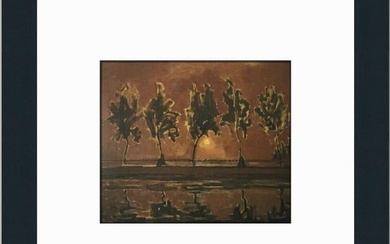 Piet Mondrian Five Trees Silhoettes Custom Framed Print