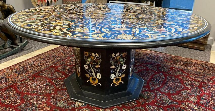Pietra Dura Exquisite Stone Inlaid Onyx Table