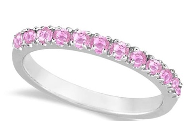 Pink Sapphire Stackable Band Ring Guard in 14k White Gold 0.38ctw