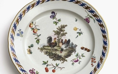 Plaque - Frankenthal, vers 1778 Porcelaine. Décor en or sur le dessus. Décor coloré :...