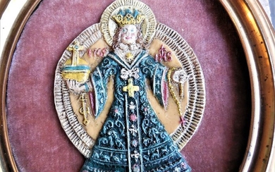 Polychrome wax Madonna (1) - Wax - 1765
