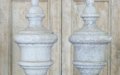 Pr Late 19th C Carved Marble Architectural Finials