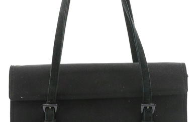 Prada Black Nylon Double Handle Accordion Shoulder Bag