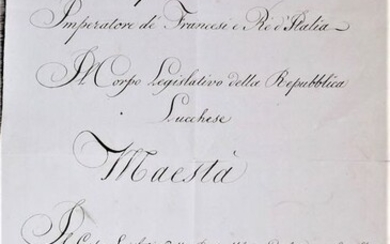 President du Corp legislatif de la République de Lucques Ialie - Lettre a L'Empereur Napoleon 1er - 1805