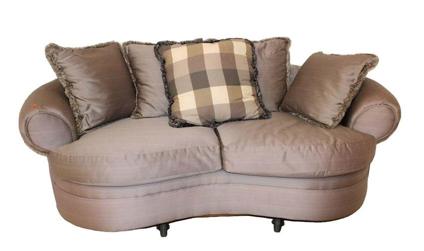 Quality Schnadig arched even arm upholstered 2 cushion decorative sofa in good condition