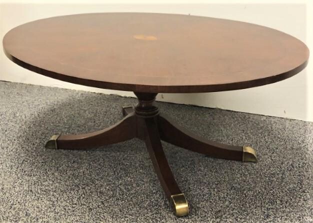 REGENCY STYLE PARQUETRY INLAID OVAL COFFEE TABLE